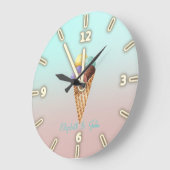 愛らしいカッコいいアカラフルイスクリームコーン ラージ壁時計 (傾斜)