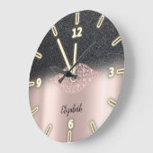 愛らしいカッコいいトレンディーバラ金ゴールドダイアモンズリップ ラージ壁時計 (傾斜)