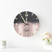 愛らしいカッコいいトレンディーバラ金ゴールドダイアモンズリップ ラージ壁時計 (ホーム)