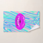 愛らしいカッコいいトレンディー唇、ホログラフィック バスタオルセット (ハンドタオル)