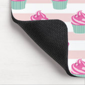 愛らしいカップケーキストライプ、パーソナライズされた マウスパッド (コーナー)