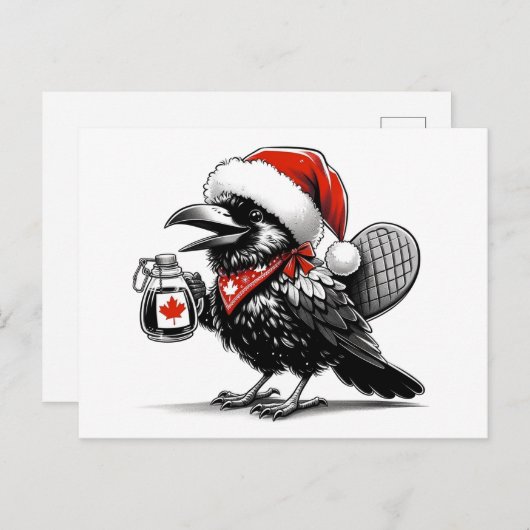 愛らしいカナダのクリスマスレイヴン ポストカード (正面/裏面)