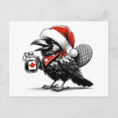 愛らしいカナダのクリスマスレイヴン ポストカード (正面)