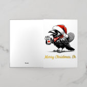 愛らしいカナダのクリスマスレイヴン 箔グリーティングカード (外側レイダウン)