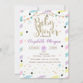 愛らしいカラフルな星のベビーシャワー招待状 招待状 (正面)
