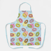 愛らしいカラフルドーナツ青のパターン エプロン (正面)