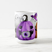 愛らしいカラフルハロウィーンカボチャ幽霊たち コーヒーマグカップ (中央)