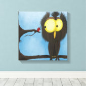 愛らしいカラフルフクロウ・オリバー キャンバスプリント (インサイチュ (ウッドフロア))