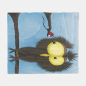 愛らしいカラフルフクロウ・オリバー フリースブランケット (正面(横))