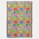 愛らしいカラフルペットの足のプリントパターン スローブランケット (正面縦)