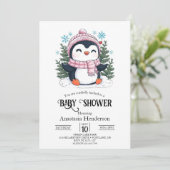 愛らしいカラフルペンギンの赤ちゃんシャワー 招待状 (スタンド正面)