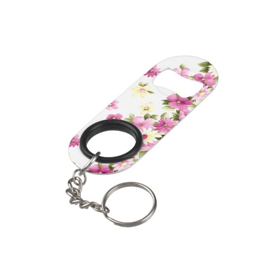 愛らしいカラフル咲ガーリーく花 キーホルダー栓抜き (裏面アングル)