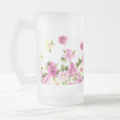 愛らしいカラフル咲ガーリーく花 フロストグラスビールジョッキ (左)