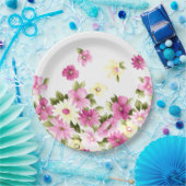 愛らしいカラフル咲ガーリーく花 ペーパープレート (パーティー)