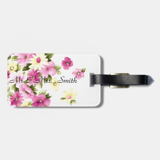 愛らしいカラフル咲ガーリーく花 ラゲッジタグ (裏面横)