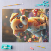 愛らしいカラフル子犬 薄葉紙 (クラフト)