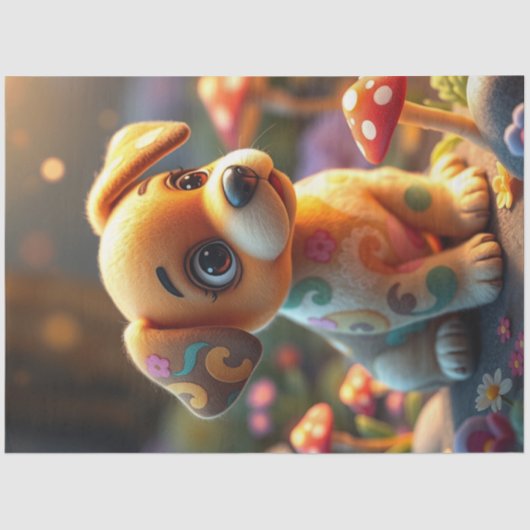 愛らしいカラフル子犬 薄葉紙 (正面)