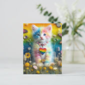 愛らしいカラフル子猫 ポストカード (スタンド正面)