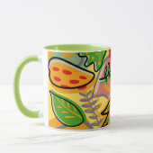 愛らしいカラフル抽象芸術の葉の緑オレンジ マグカップ (左)