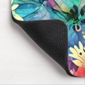 愛らしいカラフル水カラーフローラ紫 マウスパッド (コーナー)