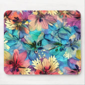 愛らしいカラフル水カラーフローラ紫 マウスパッド (正面)