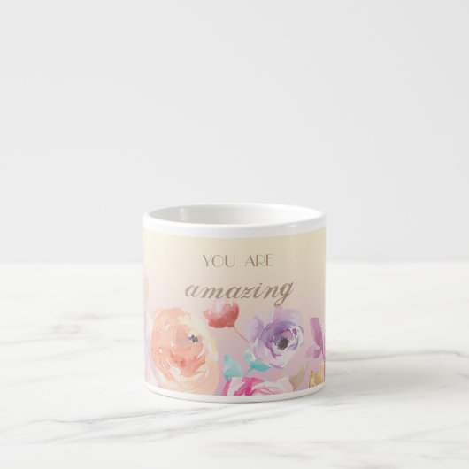 愛らしいカラフル水彩花 エスプレッソカップ (正面)