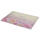 愛らしいカラフル水彩花 カッティングボード (角)