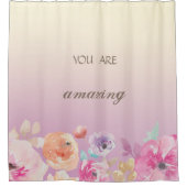 愛らしいカラフル水彩花 シャワーカーテン (正面)