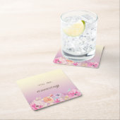 愛らしいカラフル水彩花 スクエアペーパーコースター (インサイチュ)