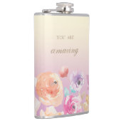 愛らしいカラフル水彩花 フラスク (右)