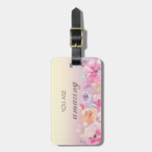 愛らしいカラフル水彩花 ラゲッジタグ (正面縦)