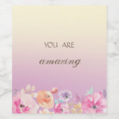 愛らしいカラフル水彩花 ワインラベル (シングルラベル)