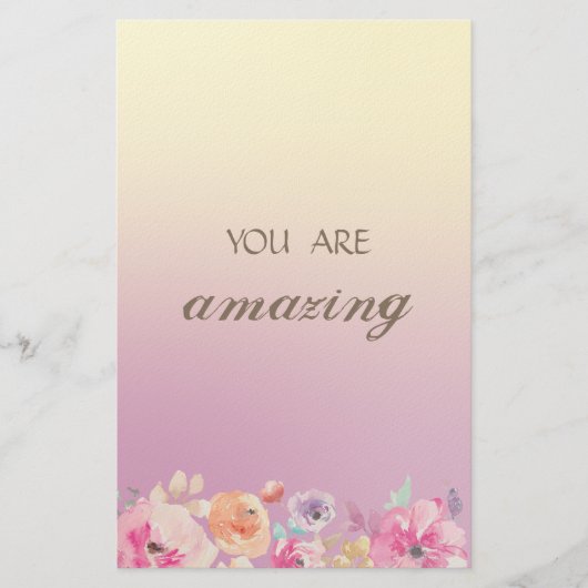 愛らしいカラフル水彩花 便箋 (正面)