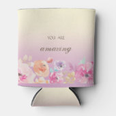 愛らしいカラフル水彩花 缶クーラー (正面)