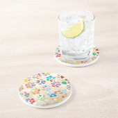 愛らしいカラフル犬の手のプリント,《写真》ぼけ味 コースター (側面)