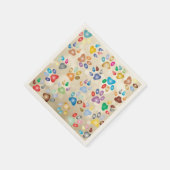 愛らしいカラフル犬の手のプリント，《写真》ぼけ味 スタンダードカクテルナプキン (角)