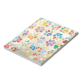 愛らしいカラフル犬の手のプリント，《写真》ぼけ味 ノートパッド (回転)