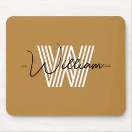 愛らしいカラフル自然茶色のイニシャルとスクリプト マウスパッド
