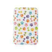 愛らしいカラフル骨と子犬の前絵 バスマット (正面縦)