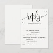 愛らしいカリグラフィー結婚式の出欠確認カード（メニュー付き） 招待状 (正面/裏面)