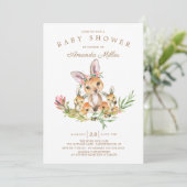 愛らしいカンガルーお母さん&ベビーツインズベビーシャワー 招待状 (スタンド正面)