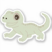 愛らしいカートゥーンのヤモリ デカール Sage Green (正面)