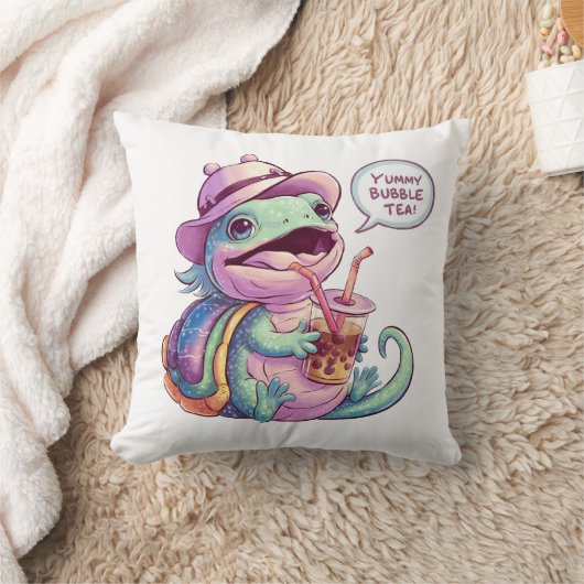 愛らしいカートゥーンリザード:居心地の良い,かわいいビブ クッション (ブランケット)