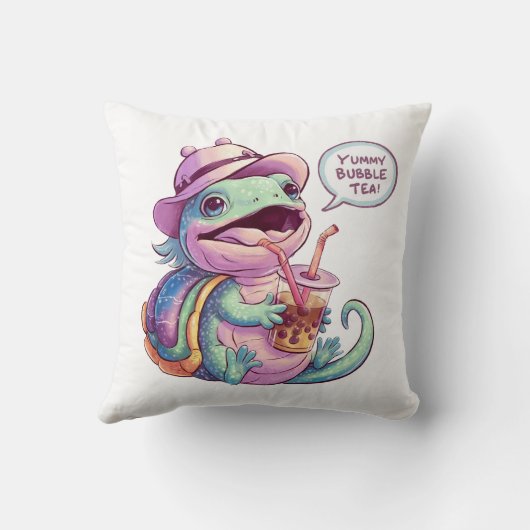 愛らしいカートゥーンリザード:居心地の良い,かわいいビブ クッション (裏面)