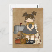 愛らしいガーリーカントリー人形 ポストカード (正面/裏面)