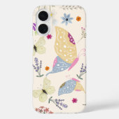 愛らしいガーリーピンクのパステルボタニカルと蝶 Case-Mate iPhoneケース (裏面)