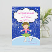 愛らしいガールアイススケートで滑る誕生日招待状 招待状 (スタンド正面)