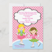 愛らしいガールズアイススケートで滑る誕生日招待状 招待状 (正面)