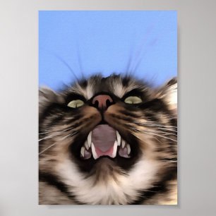 愛らしいキジトラ猫の鳴き声 アクリル画 ポスター