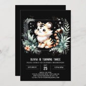 愛らしいキッズタイガー誕生日 招待状 (正面/裏面)